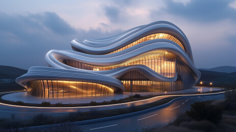 极简现代流线型建筑