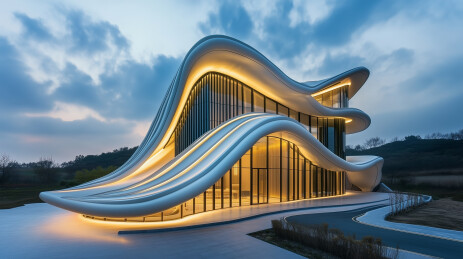 极简现代流线型建筑