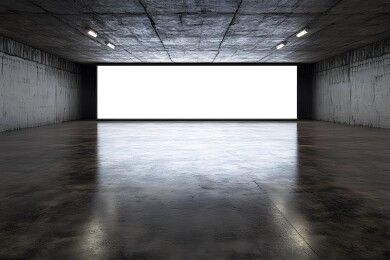 空旷房间白屏混凝土墙壁