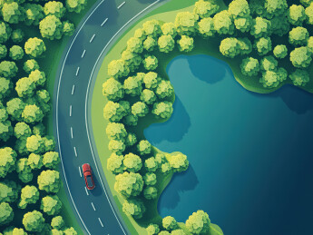 林间公路的高角度视图