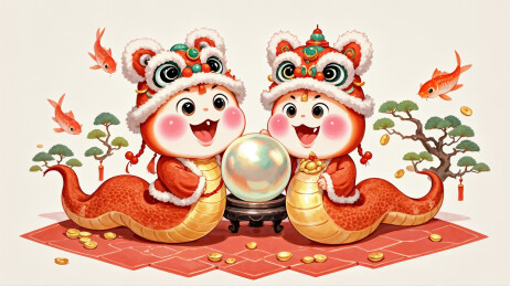 蛇年海报红包封面插画