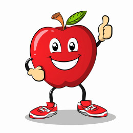 卡通可爱开心的苹果拟人插画