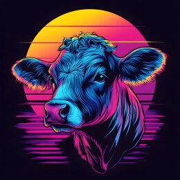 炫彩复古风格北美野牛复古头像插画