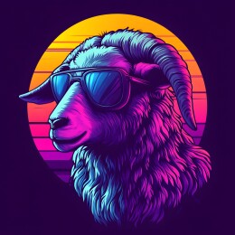美式复古绵羊头像插画
