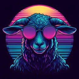 美式复古绵羊头像插画