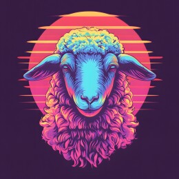 美式复古绵羊头像插画