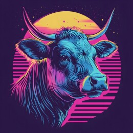 北美野牛复古头像插画