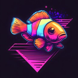 卡通复古美式小丑鱼头像插画图案