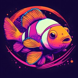 卡通复古美式小丑鱼头像插画图案