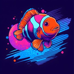 卡通复古美式小丑鱼头像插画图案