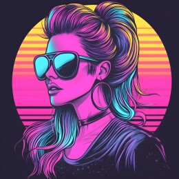 炫彩复古美式蒸汽波风格时尚美女头像