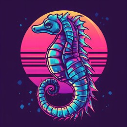 复古蒸汽朋克风格矢量海马头像插画