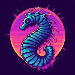 复古蒸汽朋克风格矢量海马头像插画
