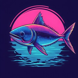 卡通复古海洋鱼类头像印花图案