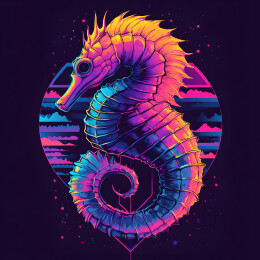 复古蒸汽朋克风格矢量海马头像插画