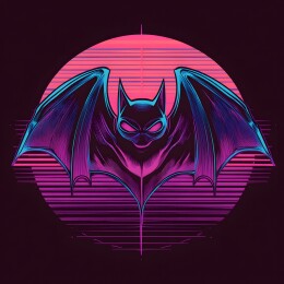 紫色暗黑风格复古蝙蝠图案插画