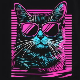 复古风格美式暗黑风格猫图案插画