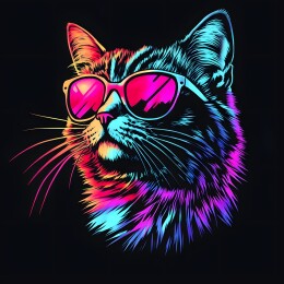 复古风格美式暗黑风格猫图案插画