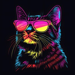 复古风格美式暗黑风格猫图案插画