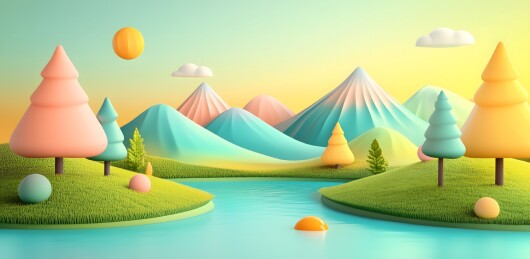 3D卡通自然森林风景