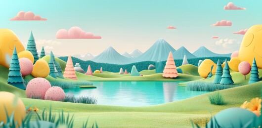 3D卡通自然森林风景