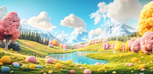 3D卡通自然森林风景