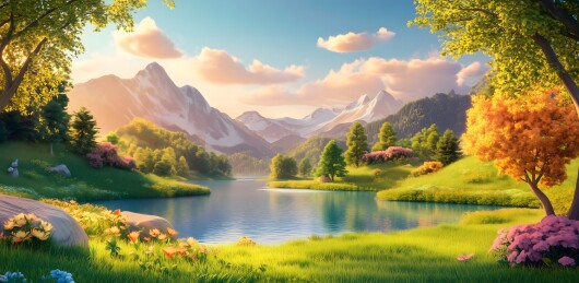 3D卡通自然森林风景