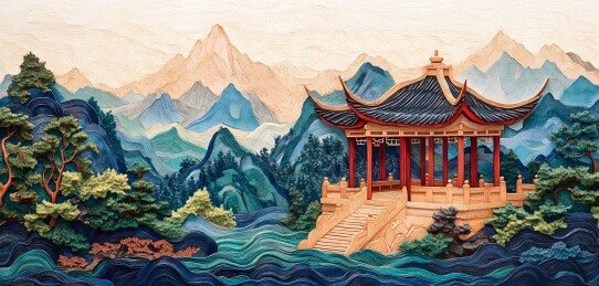 3D立体古建筑风景