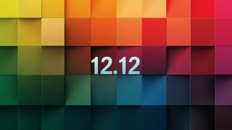 彩色方块上双12数字12.12购物节