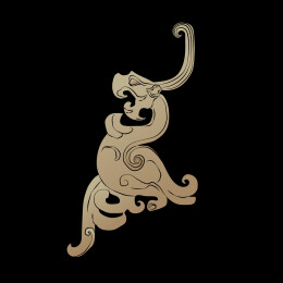 中国古风汉代透雕龙玉璧矢量手绘线稿插画