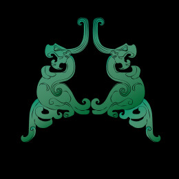 中国古风汉代透雕双龙玉璧矢量手绘线稿插画