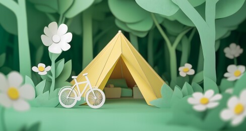 微缩3D帐篷单车模型
