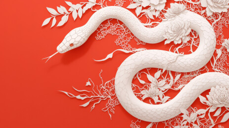 剪纸风生肖蛇