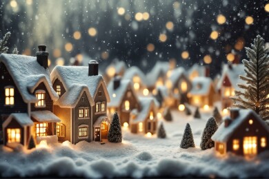 冬日温馨小村庄