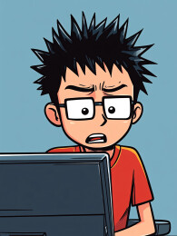 漫画卡通插画正在加班工作疲惫的男人