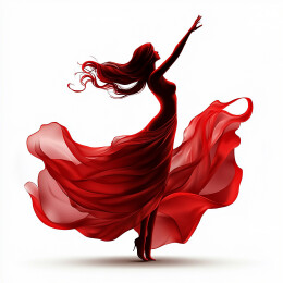 穿着红裙子跳舞的女孩 