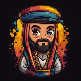 卡通矢量风格中东阿拉伯白衣长袍男人插画