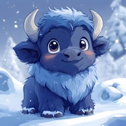 卡通矢量风格北美小牛插画头像壁纸