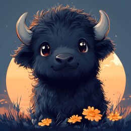 卡通矢量风格北美小牛插画头像壁纸