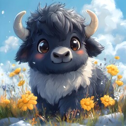 卡通矢量风格北美小牛插画头像壁纸