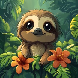 适量风格卡通雨林树懒头像插画壁纸