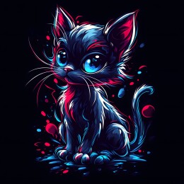 卡通矢量黑色小猫插画头像