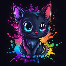 卡通矢量黑色小猫插画头像