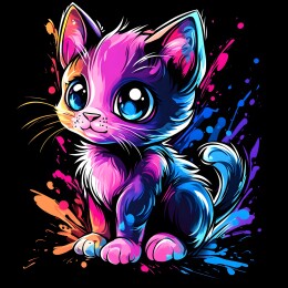卡通矢量彩色小猫潮流头像插画