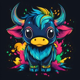 卡通复古矢量风格牛头像插画