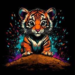 矢量风格卡通童趣小老虎头像插画