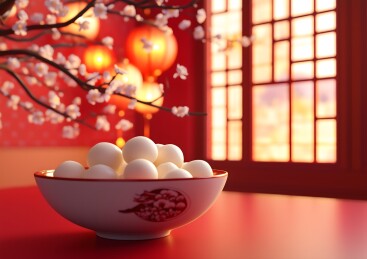 新春元宵佳节素材喜庆背景上一碗汤圆