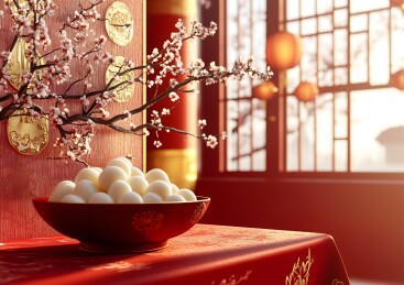 新春元宵佳节素材喜庆背景上一碗汤圆