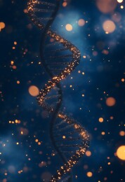 蓝色科技展台上的DNA序列分子模型