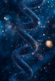 蓝色科技展台上的DNA序列分子模型